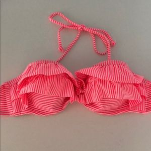 pink and white Aerie bikini top